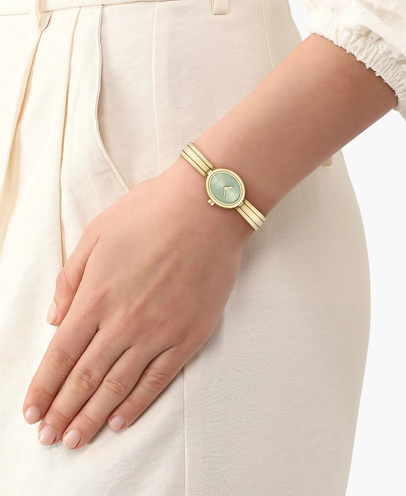 Lacoste Women's Quartz Suzanne Gold-Tone Stainless Steel Bangle Bracelet Watch 18.5mm
