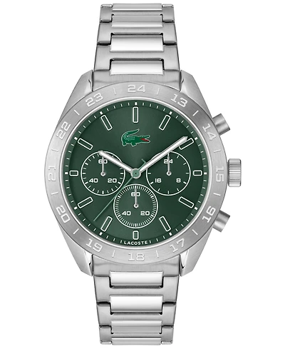 Lacoste Men's Quartz Boston Silver-Tone Stainless Steel Bracelet Watch 42mm