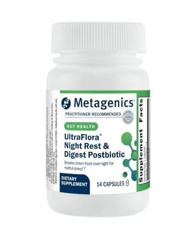 Metagenics Ultraflora Night Rest Digest Postbiotic Postbiotic Capsules Digestive Enzymes Botanical Extracts 14 Capsules