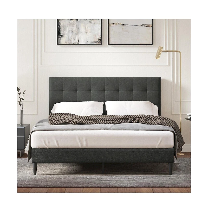 Glenwillow Home Upholstered Complete Bed Queen Stone