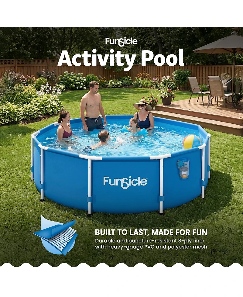 Funsicle Outdoor Activity Round Frame Above Ground Swimming Pool Set