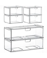 Xdovet Stackable Drawer Organizer Plastic Storage Makeup Vanity Bathroom Pantry 6 Drawers