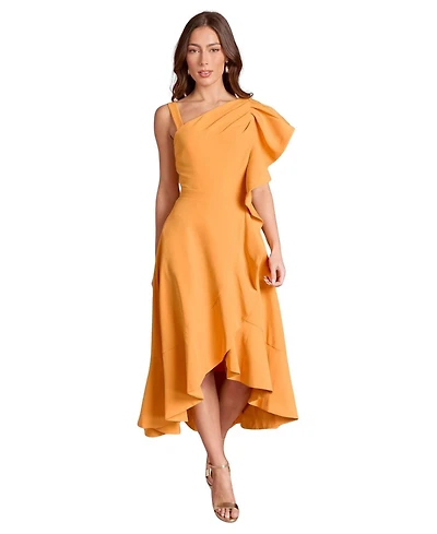 Coast Women's One Shoulder Crepe Ruffle Midi Dress