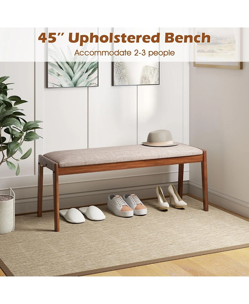 Slickblue 45" Entryway Bench with Fabric Seat and Rubber Wood Frame