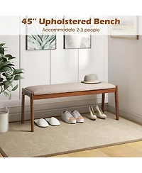 Slickblue 45" Entryway Bench with Fabric Seat and Rubber Wood Frame