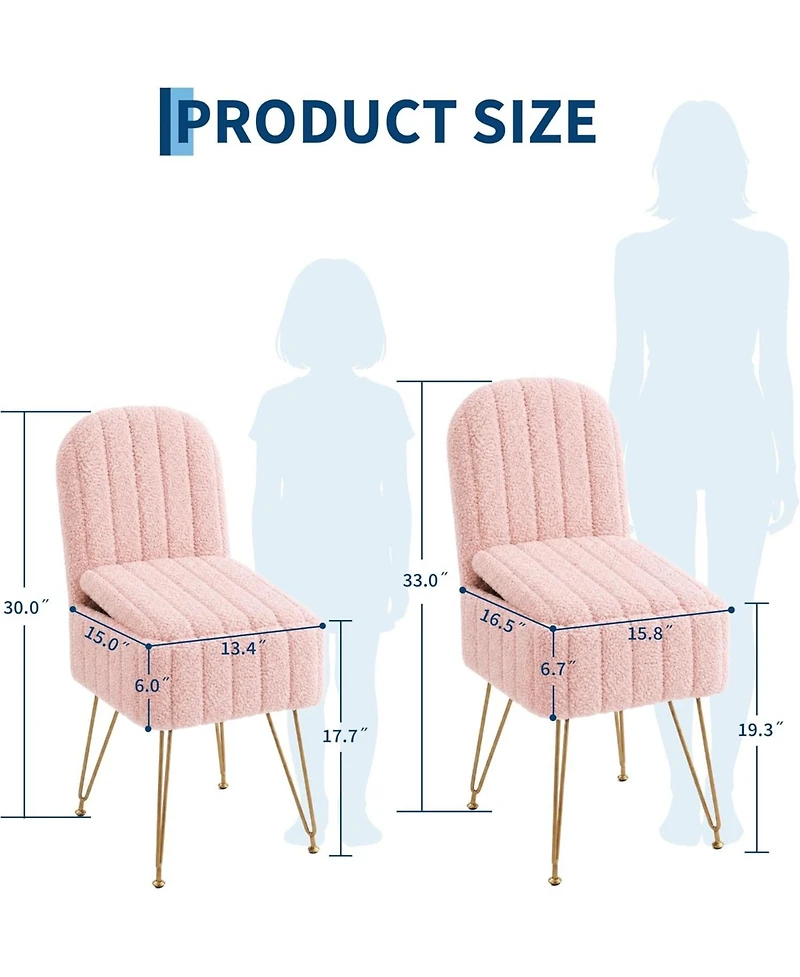 gaomon Vanity Stool Chair with Backrest, Square Ottoman with Hidden Storage Compartment, Soft Teddy Fabric