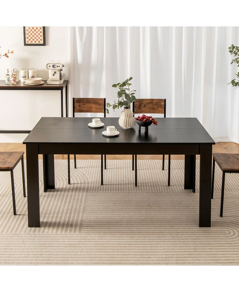 Gymax 63'' Dining Table Rectangular Modern Kitchen Table For 6 People Home Furniture