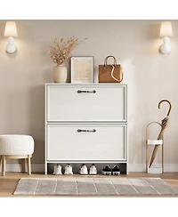 gaomon Shoe Cabinet with 2 Flip Drawers, Freestanding Shoes Rack for Entryway Hallway