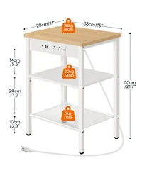 Slickblue Living Room Side Table with Charging Station, Usb Ports and Storage Shelves