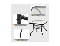 Mondawe 32 Inch Patio Tempered Glass Steel Frame Square Table