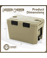 Sugift 37 Quart Portable Insulated Cooler Hard Shell with Cup Holders and Drain Plug