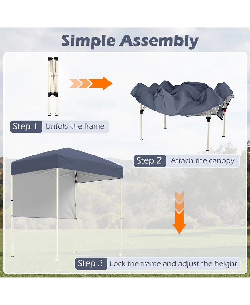 Sugift 6 x 4 ft Pop Up Canopy Tent with One Half Sidewall and Carrying Bag