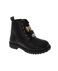 Kensie Girl Patent Combat Boots – Girls (1-13) Lace-Up Fashion Ankle with Side Zip (Little Kid/Big Kid)