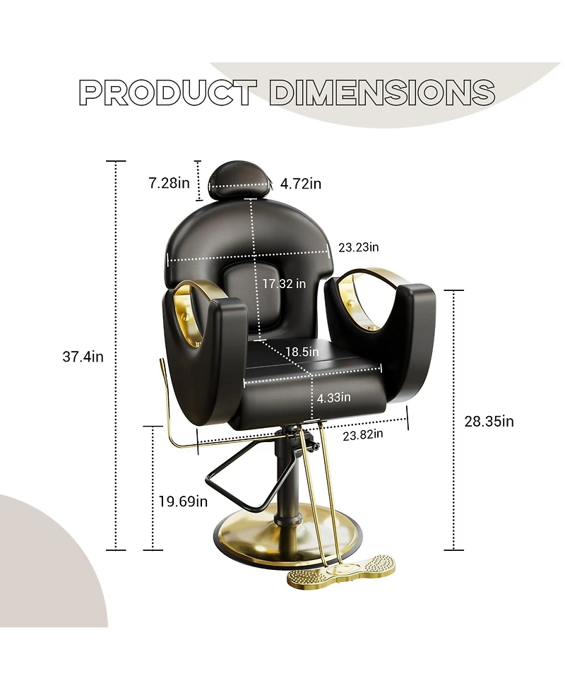 homfan Hydraulic Barber Salon Chair with Adjustable Height