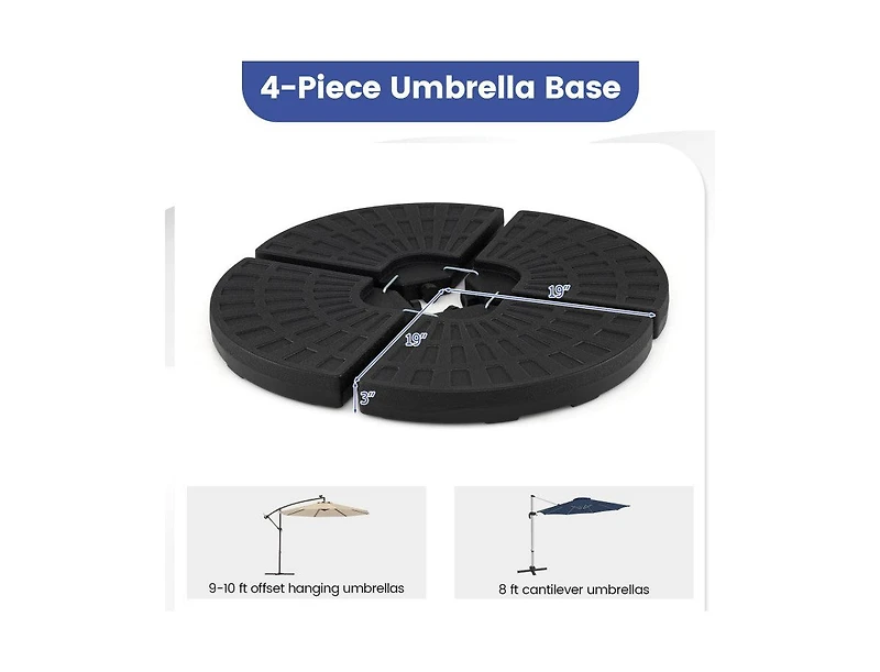 Lucky One 4 Piece Patio Umbrella Base 140 lbs Fillable with U Locking Pins Stand