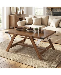 Slickblue Rustic Farmhouse Coffee Table with Decorative Nailhead Accents for Living Room