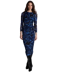 Kenneth Cole Women's Knot-Front Printed Mesh Midi Dress