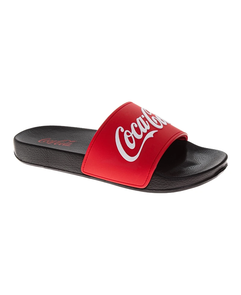 Coca-Cola Men's Classic Logo Casual Sandals Cozy Soft-Lined Indoor Footwear