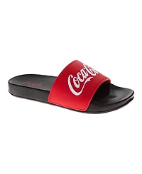 Coca-Cola Men's Classic Logo Casual Sandals Cozy Soft-Lined Indoor Footwear
