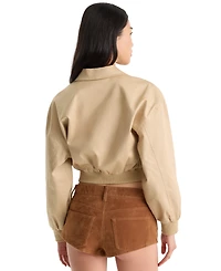 Good American Women's Twill Cropped Collared Bomber Jacket