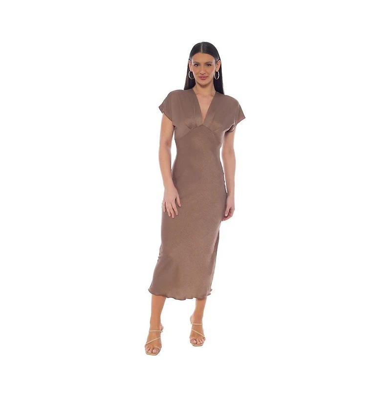 Bebe Women's Crepe Satin V-Neck Maxi Dress