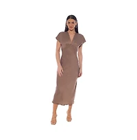 Bebe Women's Crepe Satin V-Neck Maxi Dress