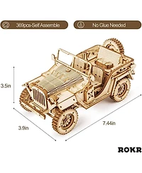 Robotime 3D Wooden Puzzle for Adults-Mechanical Car Model Kits-Brain Teaser Puzzles-Vehicle Building Kits-Unique Gift for Kids on Birthday Day