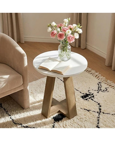 Tribesigns Round Side Table, Modern End Table for Living Room