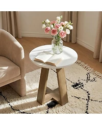 Tribesigns Round Side Table, Modern End Table for Living Room