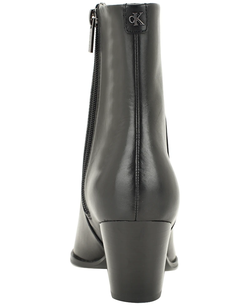Calvin Klein Women's Hartford Leather Square Toe Dress Booties