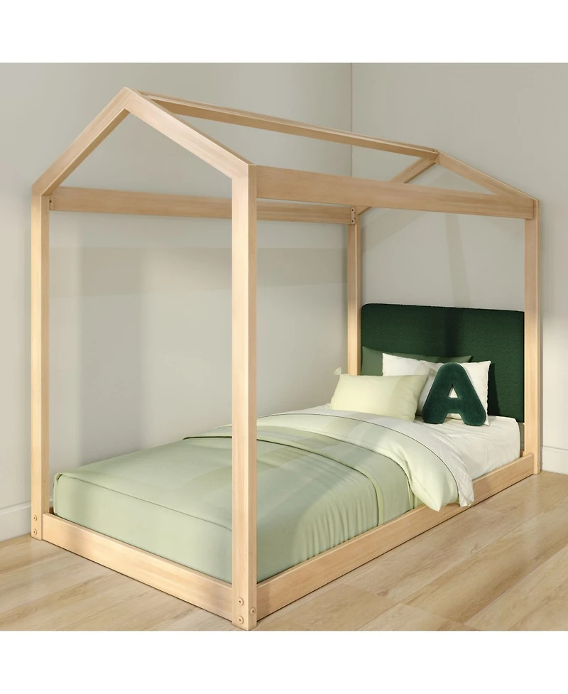 Max & Lily Twin House Bed Blonde And Floating Headboard for Bunks, 945 x 535mm