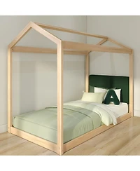 Max & Lily Twin House Bed Blonde And Floating Headboard for Bunks, 945 x 535mm