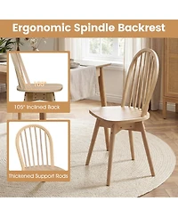 Slickblue Set of 2 Swivel Windsor Dining Chairs Solid Rubber Wood Construction