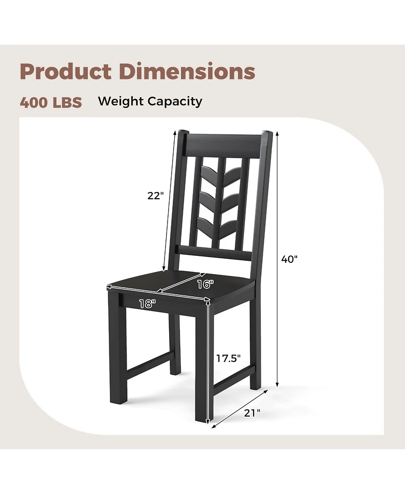 Slickblue Set of 2 Kitchen Dining Chairs Rubber Wood Frame Side