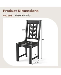 Slickblue Set of 2 Kitchen Dining Chairs Rubber Wood Frame Side