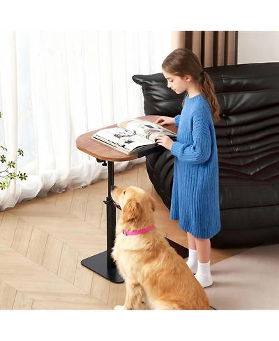homfan Wood Color C-Shaped Side Table