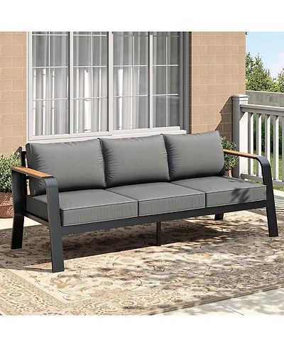 gaomon Outdoor 3-Seat Aluminum Patio Sofa Chair, Outdoor Furniture for Garden, Balcony, Deck, Backyard