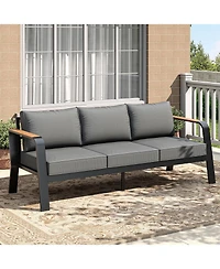 gaomon Outdoor 3-Seat Aluminum Patio Sofa Chair, Outdoor Furniture for Garden, Balcony, Deck, Backyard