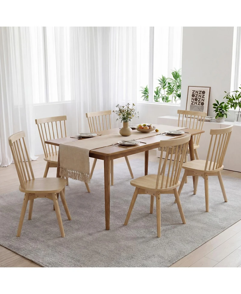 Slickblue Set of 2 Windsor Dining Chairs with Swivel Seat Rubber Wood Frame