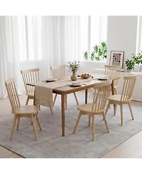 Slickblue Set of 2 Windsor Dining Chairs with Swivel Seat Rubber Wood Frame