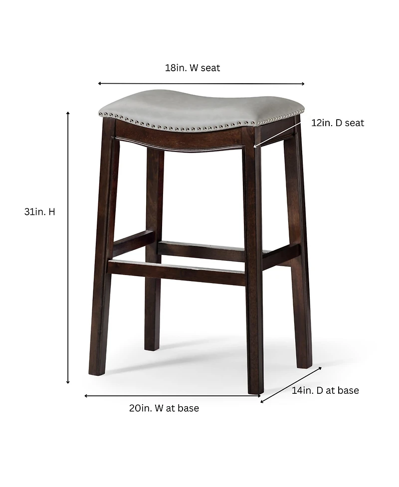 HomeRoots 31" Faux Leather and Solid Wood Backless Bar Height Bar Chair