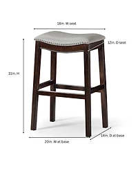 HomeRoots 31" Faux Leather and Solid Wood Backless Bar Height Bar Chair