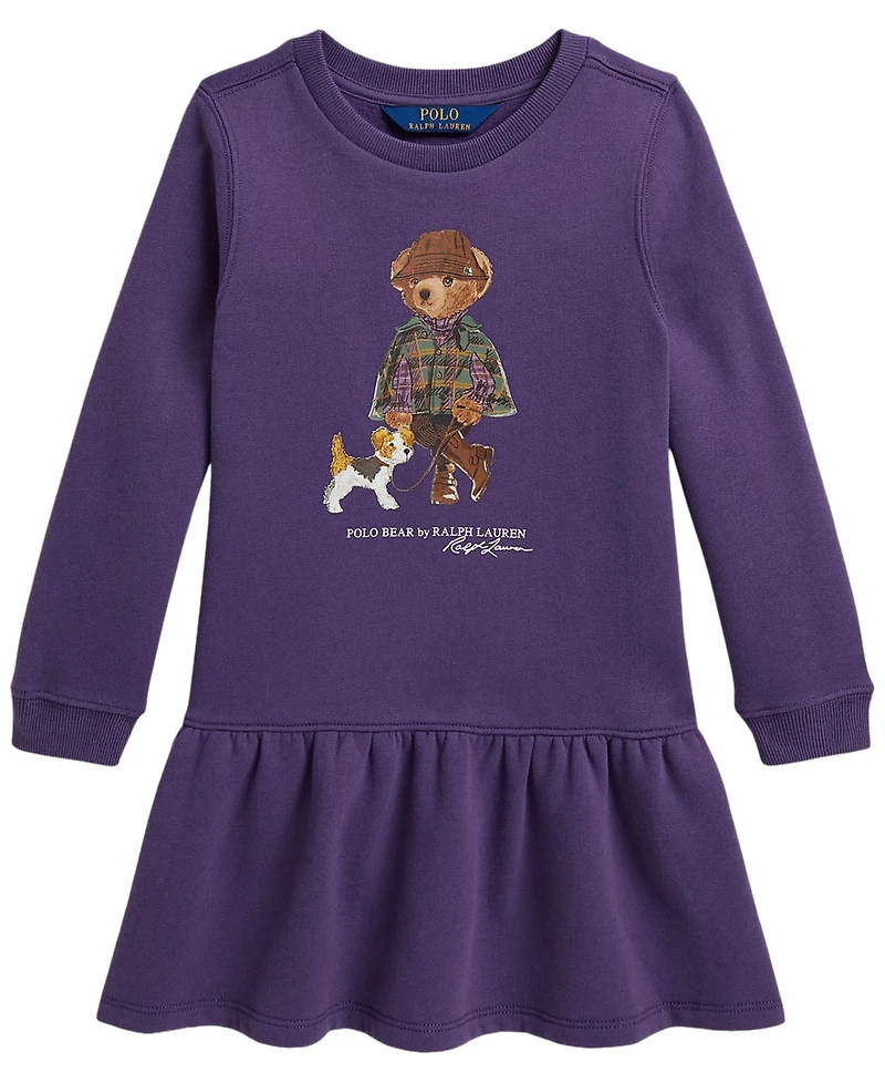 Polo Ralph Lauren Girls' 2T-6X Bear Long-Sleeve Dress