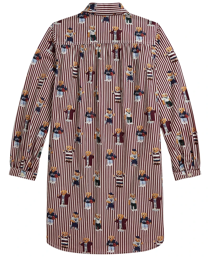 Polo Ralph Lauren Girls' 7-16 Bear Cotton Poplin Shirt Dress