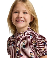 Polo Ralph Lauren Girls' 2T-6X Bear Poplin Short-Sleeve Dress