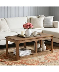 Tribesigns Rectangle Coffee Table, 47.24-Inch Solid Wood Center Table with 2-Tier Storage Shelf, Easy Assembly