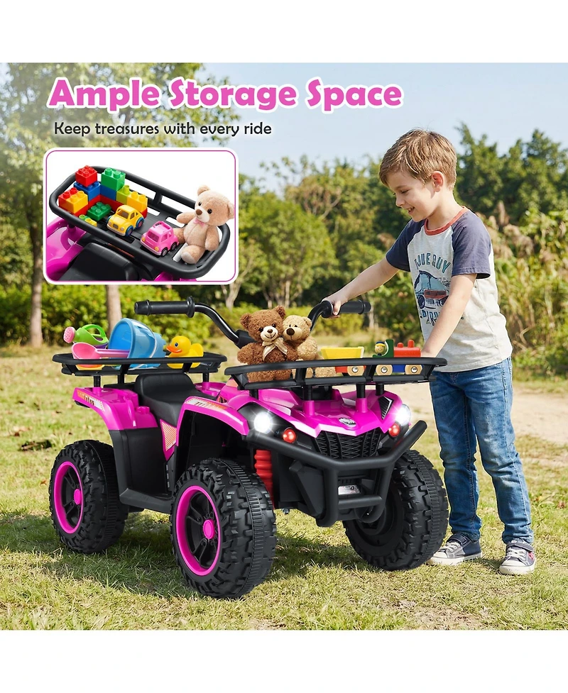 Gymax Electric Atv for Kids 24V 4-Wheeler Ride on Toy with Slow Start Songs Stories Tunes