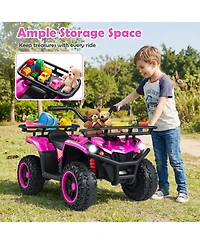 Gymax Electric Atv for Kids 24V 4-Wheeler Ride on Toy with Slow Start Songs Stories Tunes
