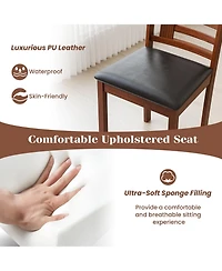 Slickblue Set of 2 Wooden Dining Chairs Faux Leather Upholstered Seating