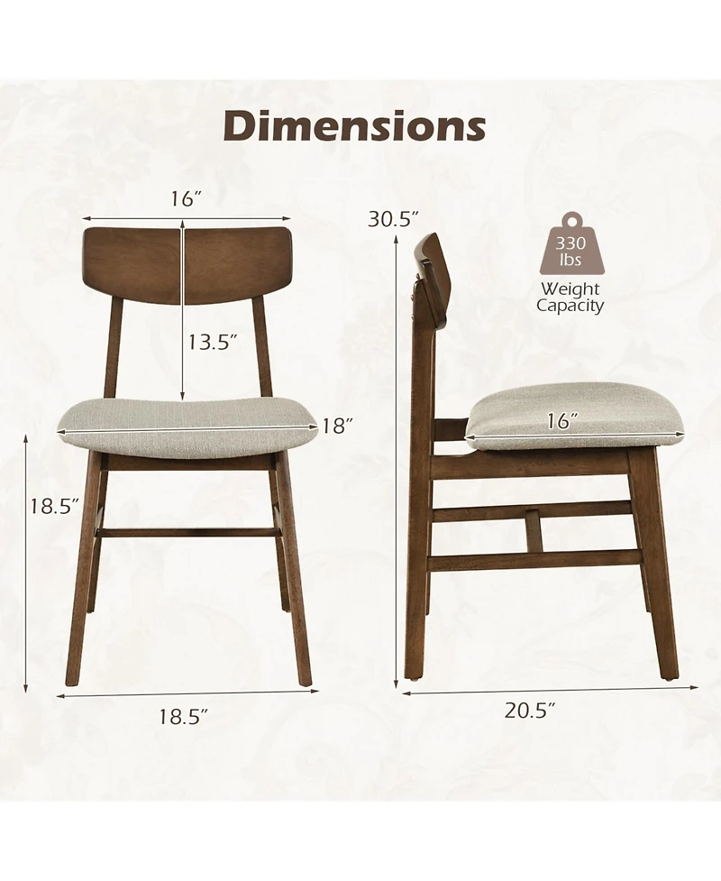 Slickblue Solid Rubber Wood Dining Chairs Set of 4 with Curved Backrest-Walnut